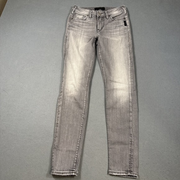 Silver Jeans Women's 25/29 MAZY Skinny Gray Stretch WHISKERING - Picture 4 of 10